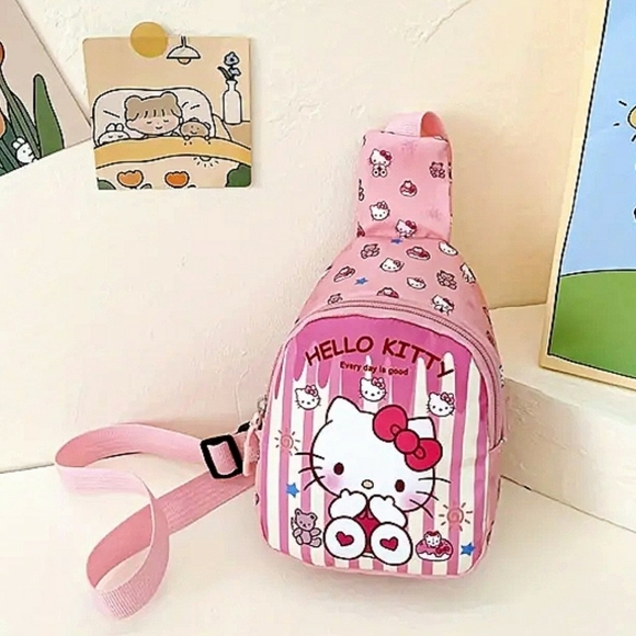 Sanrio Hello Kitty Small Crossbody Adjustable Backpack Gift Cellphone Storage - Picture 1 of 9